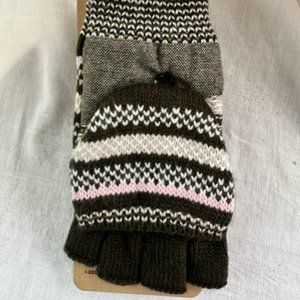 New DULUTH TRADING COMPANY-Women's Fair Isle Convertible Flap Mittens - Sz L/XL
